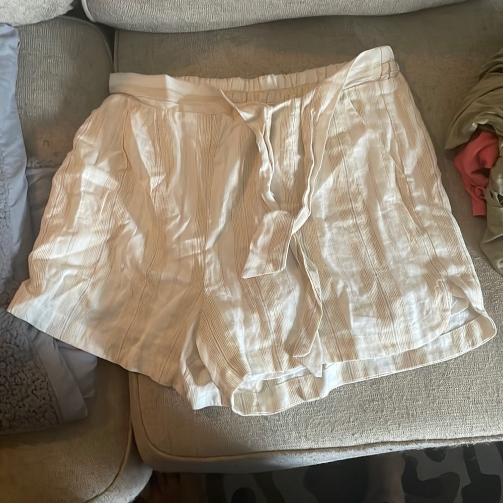 Striped cotton tie shorts